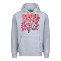 Heather Grey cupid rhymes with stupid Premium Hoodie - MaliasSmallBusiness
