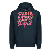 Navy cupid rhymes with stupid Premium Hoodie - MaliasSmallBusiness