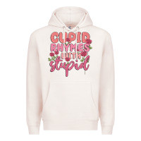Pale Pink cupid rhymes with stupid Premium Hoodie - MaliasSmallBusiness