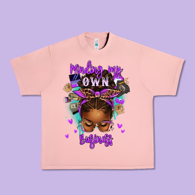 Minding My Own Business Afro Messy Bun Urban Heavy Tee Designed By Texasbilliewilder