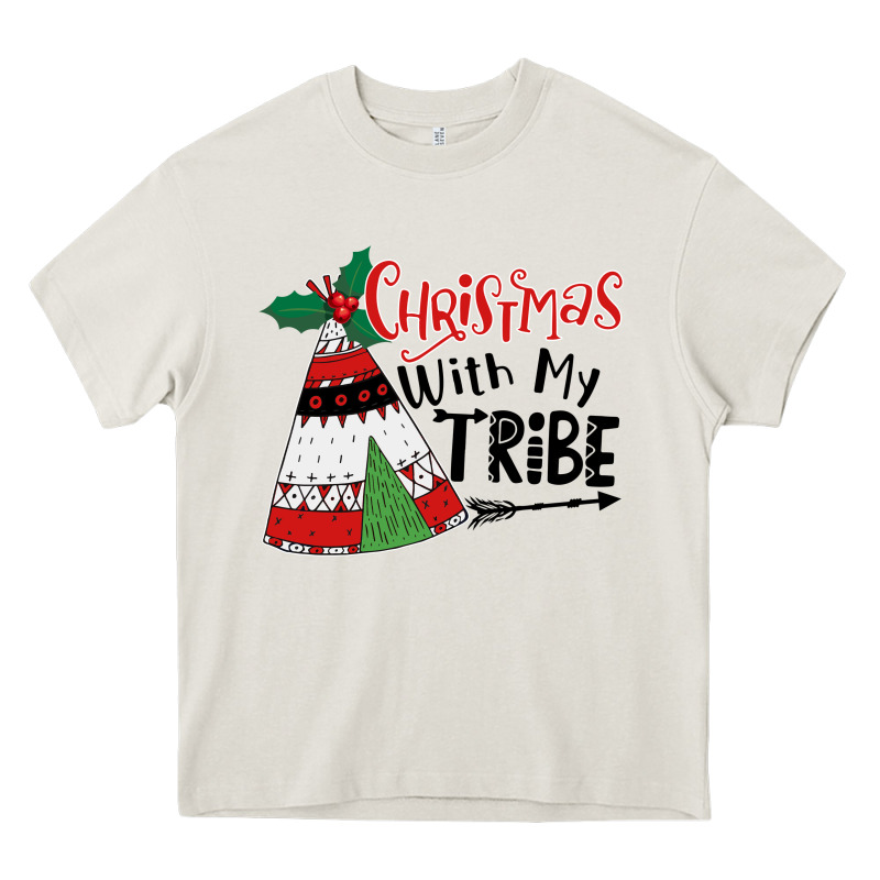 Christmas With My Tribe Boho Heavy Core Tee by CowhideDigitalArt | Teevron