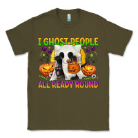 Army Green I Ghost People All Ready Round Classic Tee - texasbilliewilder