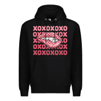 Black xoxo checker lips Premium Hoodie - MaliasSmallBusiness