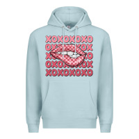 Blue Mist xoxo checker lips Premium Hoodie - MaliasSmallBusiness