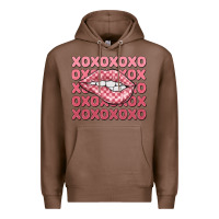 Chestnut xoxo checker lips Premium Hoodie - MaliasSmallBusiness