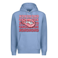 Colony Blue xoxo checker lips Premium Hoodie - MaliasSmallBusiness