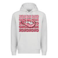 Dove Grey xoxo checker lips Premium Hoodie - MaliasSmallBusiness