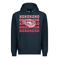 Navy xoxo checker lips Premium Hoodie - MaliasSmallBusiness