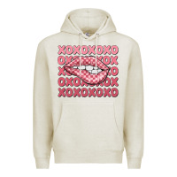 Oatmeal Heather xoxo checker lips Premium Hoodie - MaliasSmallBusiness