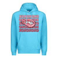 Ocean Blue xoxo checker lips Premium Hoodie - MaliasSmallBusiness