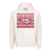Pale Pink xoxo checker lips Premium Hoodie - MaliasSmallBusiness