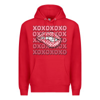 Red xoxo checker lips Premium Hoodie - MaliasSmallBusiness