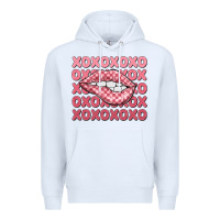 White xoxo checker lips Premium Hoodie - MaliasSmallBusiness