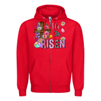Red he is risen easter Zipper Hoodie - Neo Western
