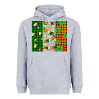 Heather Grey irish flag with shamrocks and heart Heavyweight Hoodie - AdoDesignShop