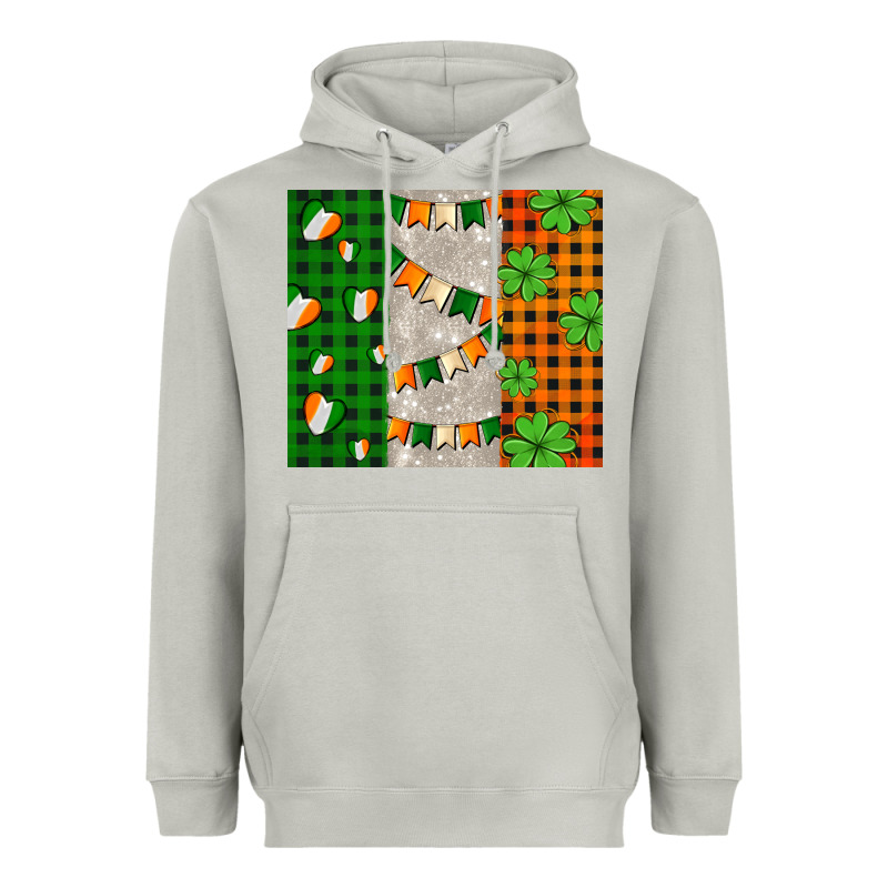 Irish Flag With Shamrocks And Heart Heavyweight Hoodie by AdoDesignShop | Teevron
