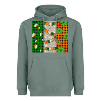 Sage irish flag with shamrocks and heart Heavyweight Hoodie - AdoDesignShop