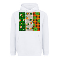 White irish flag with shamrocks and heart Heavyweight Hoodie - AdoDesignShop