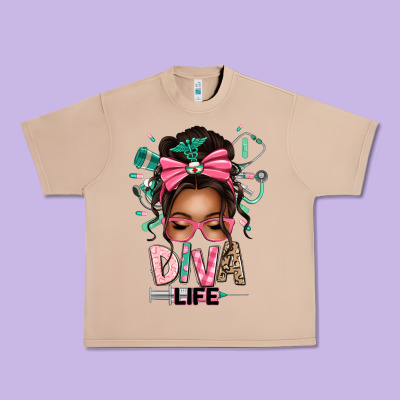 Afro Messy Bun Diva Life Urban Heavy Tee Designed By Texasbilliewilder