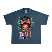 Midnight Navy afro messy bun diva life Urban Heavy Tee - texasbilliewilder