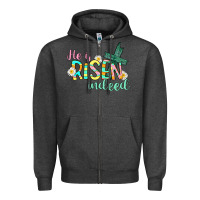 Charcoal Heather He is risen indeed Easter Zipper Hoodie - CowGirlArtShop