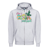 Heather Grey He is risen indeed Easter Zipper Hoodie - CowGirlArtShop