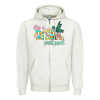 Oatmeal Heather He is risen indeed Easter Zipper Hoodie - CowGirlArtShop