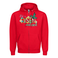 Red He is risen indeed Easter Zipper Hoodie - CowGirlArtShop