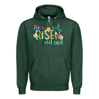 Sports Green He is risen indeed Easter Zipper Hoodie - CowGirlArtShop