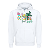 White He is risen indeed Easter Zipper Hoodie - CowGirlArtShop
