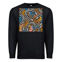 Black American Flag Horseshoe Deamless Pattern Premium Sweatshirt - BundleAndBundleShop