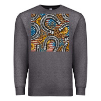 Charcoal Heather American Flag Horseshoe Deamless Pattern Premium Sweatshirt - BundleAndBundleShop