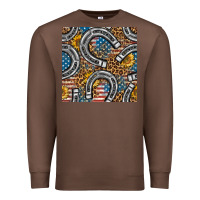 Chestnut American Flag Horseshoe Deamless Pattern Premium Sweatshirt - BundleAndBundleShop