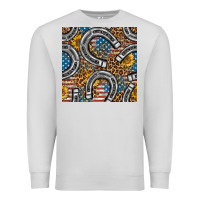 Dove Grey American Flag Horseshoe Deamless Pattern Premium Sweatshirt - BundleAndBundleShop