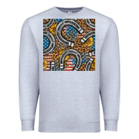 Heather Grey American Flag Horseshoe Deamless Pattern Premium Sweatshirt - BundleAndBundleShop