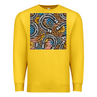 Lemon American Flag Horseshoe Deamless Pattern Premium Sweatshirt - BundleAndBundleShop