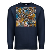 Navy American Flag Horseshoe Deamless Pattern Premium Sweatshirt - BundleAndBundleShop