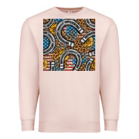 Pale Pink American Flag Horseshoe Deamless Pattern Premium Sweatshirt - BundleAndBundleShop