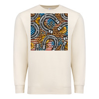 Sandshell American Flag Horseshoe Deamless Pattern Premium Sweatshirt - BundleAndBundleShop
