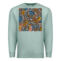 Seafoam American Flag Horseshoe Deamless Pattern Premium Sweatshirt - BundleAndBundleShop