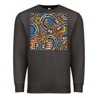 Smoke American Flag Horseshoe Deamless Pattern Premium Sweatshirt - BundleAndBundleShop