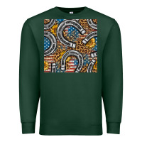 Sports Green American Flag Horseshoe Deamless Pattern Premium Sweatshirt - BundleAndBundleShop