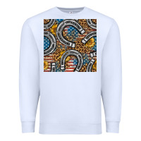 White American Flag Horseshoe Deamless Pattern Premium Sweatshirt - BundleAndBundleShop