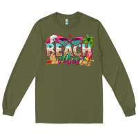 Army Green beach vibes Long Sleeve Tee - texasbilliewilder