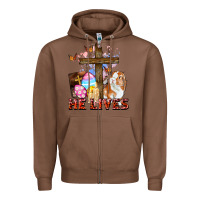 Chestnut He lives Easter Day Zipper Hoodie - CowGirlArtShop