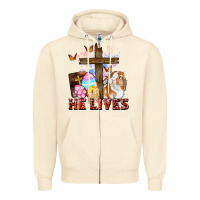 Sandshell He lives Easter Day Zipper Hoodie - CowGirlArtShop