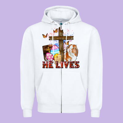 He Lives Easter Day Zipper Hoodie Designed By Cowgirlartshop