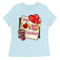 Baby Blue one loved teacher Ladies Tee - BarkalooDesign