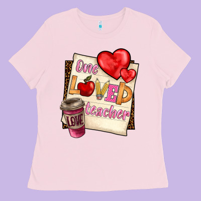 One Loved Teacher Ladies Tee Designed By Barkaloodesign