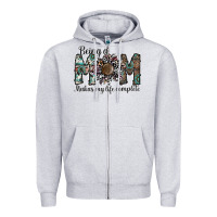 Heather Grey being a mom makas my life complete Zipper Hoodie - SublimationCraftShop